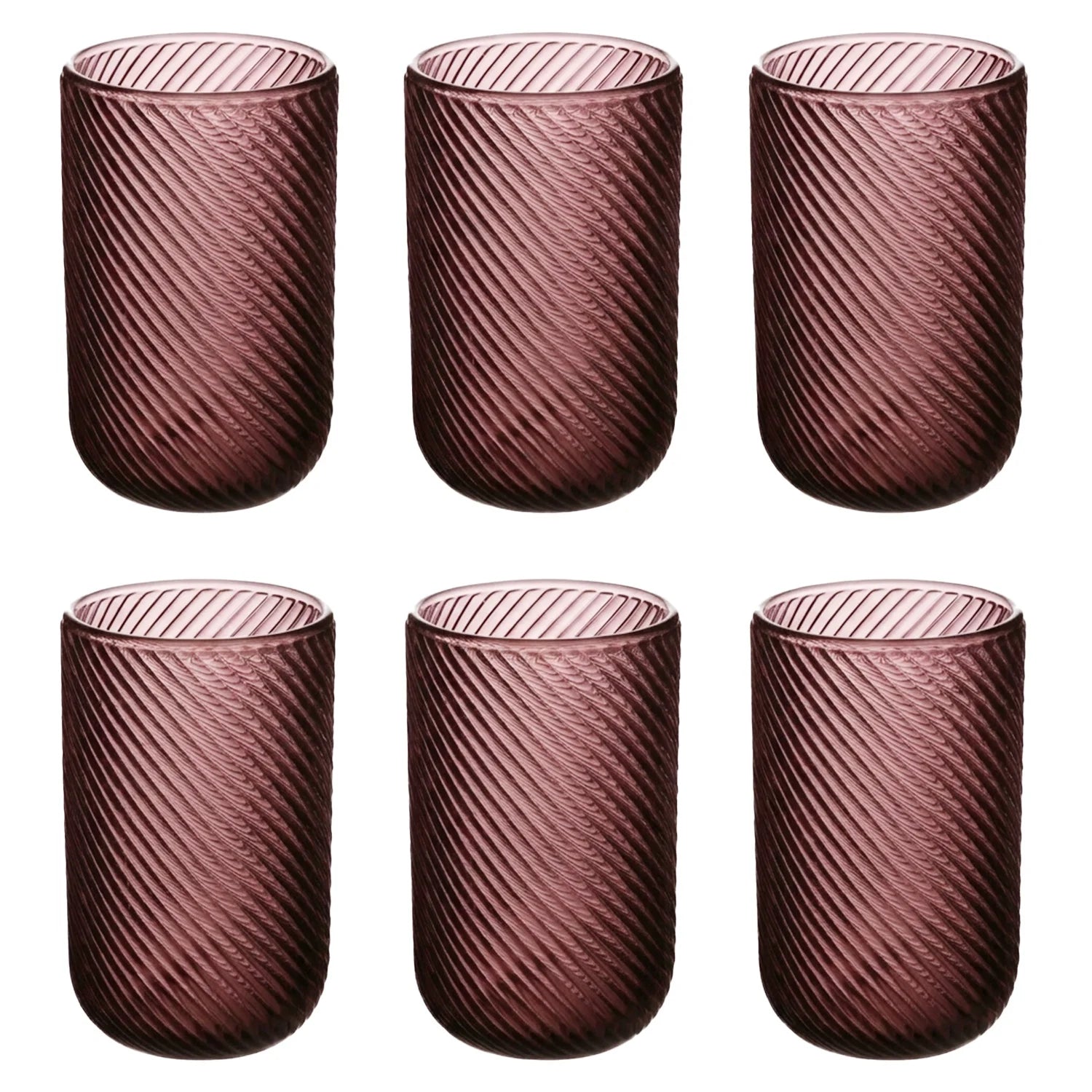 KINGSTONE 6-Pack Ribbed Glass Tumblers, Lead-Free Drinking Glasses Set for Kitchen & Bar, 12 Oz Elegant Spiral Design