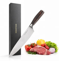 KINGSTONE 8-Inch Professional Chef Knife, High Carbon Stainless Steel Kitchen Knife with Ergonomic Pakkawood Handle and Gift Box