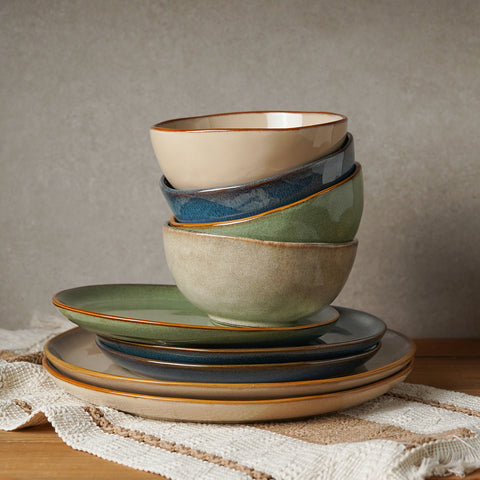 Rustic 12 Piece Dinnerware Set, Service for 4