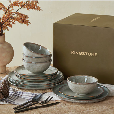 Rustic 12 Piece Dinnerware Set, Service for 4