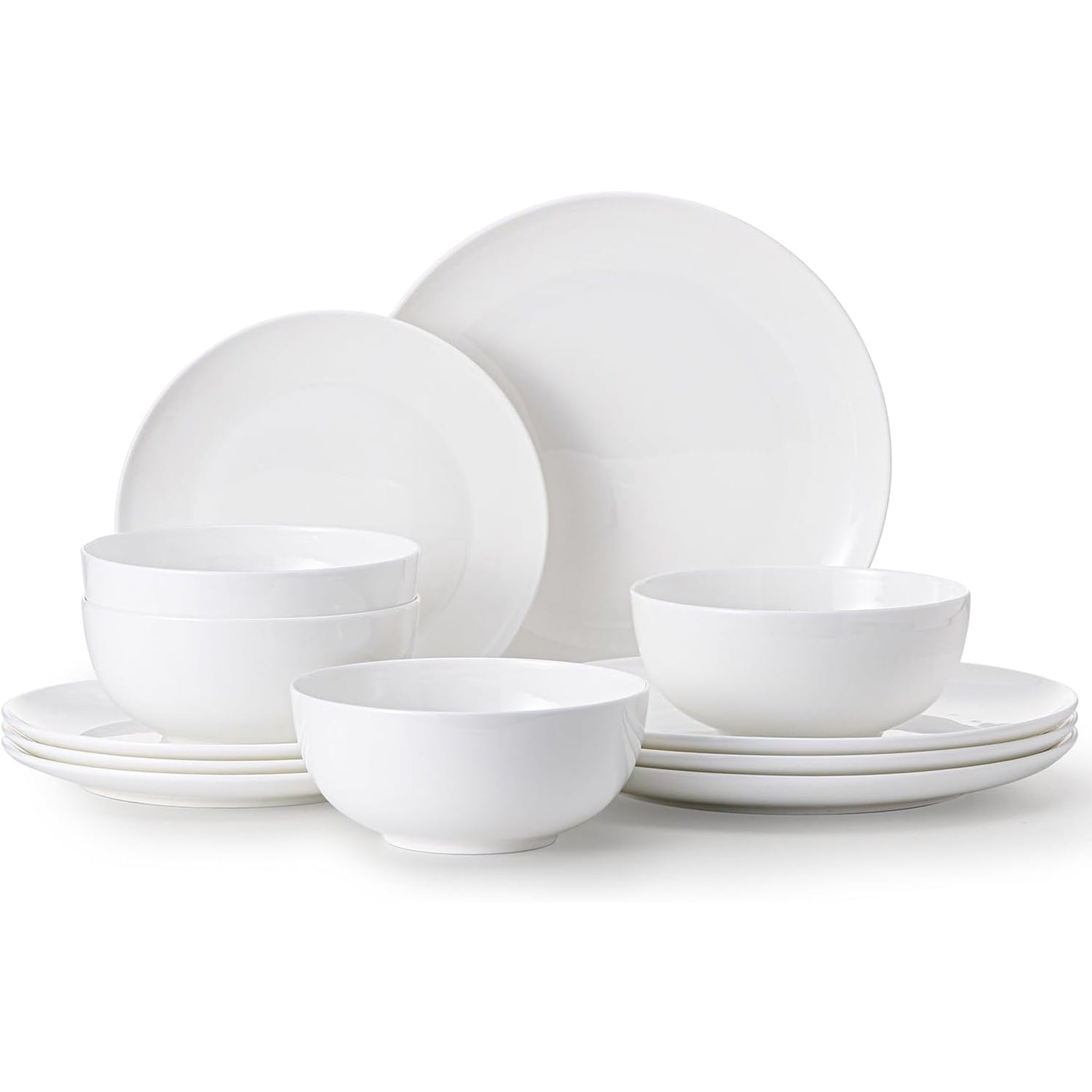 KINGSTONE Bone China Dinnerware Sets, 12-Piece Dinnerware Set for 4, Lightweight Durable, Dishwasher Safe, Tableware for Daily Use with Elegant Design