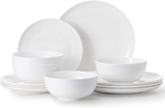 KINGSTONE Bone China Dinnerware Sets, 12-Piece Dinnerware Set for 4, Lightweight Durable, Dishwasher Safe, Tableware for Daily Use with Elegant Design