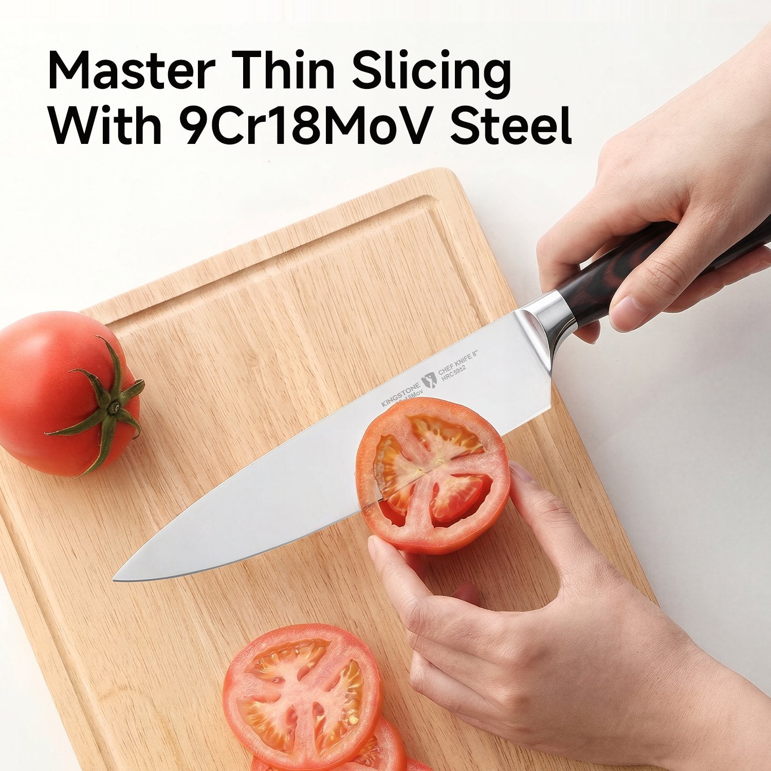 KINGSTONE 8-Inch Professional Chef Knife, High Carbon Stainless Steel Kitchen Knife with Ergonomic Pakkawood Handle and Gift Box