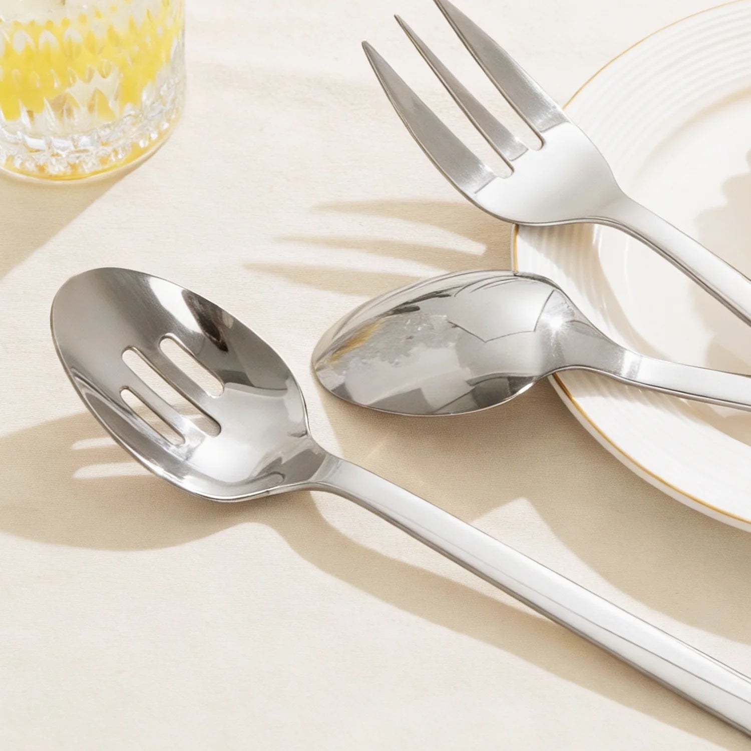 KINGSTONE 9 Pieces Serving Utensils Set, 18/10 Stainless Steel Hostess Set for Party Banquet Buffet, Dishwasher Safe, Silver