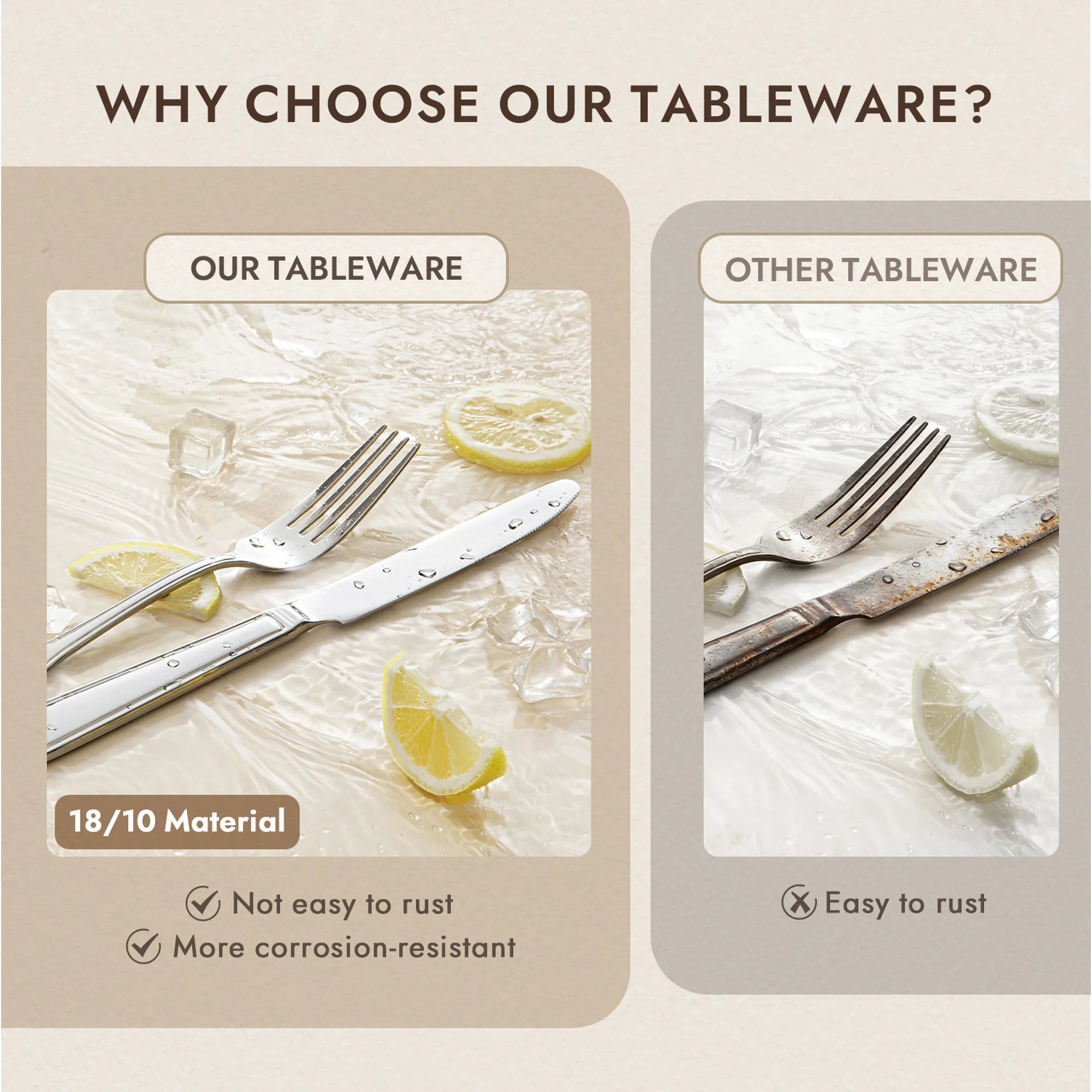 KINGSTONE Flatware Set, 18/10 Stainless Steel Silverware Set, Dishwasher Safe