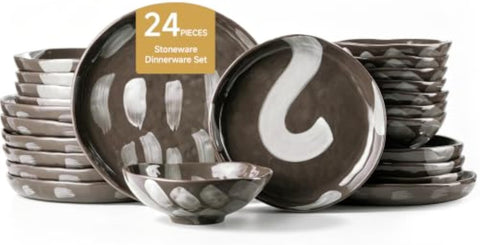 Atelier Handmade Rustic Stoneware 24 Piece Dinnerware Set, Service for 8