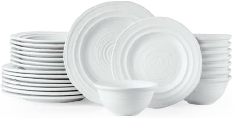 Artisan Handmade Rustic Stoneware 24 Piece Dinnerware Set, Service for 8