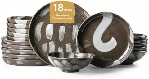 Atelier Handmade Rustic Stoneware 18 Piece Dinnerware Set, Service for 6