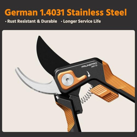 PrunePro 8.2" Pruning Shears Ultra Sharp Lightweight Bypass Plant Clippers
