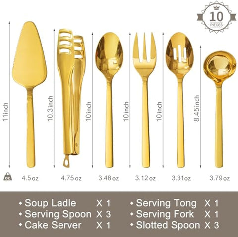 Large Hostess 10 Piece Serving Utensils Set