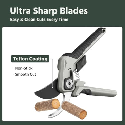 PrunePro 8.2" Pruning Shears Ultra Sharp Lightweight Bypass Plant Clippers