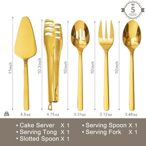 Large Hostess 5 Piece Serving Utensils Set