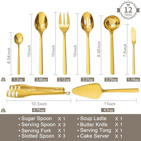 Large Hostess 12 Piece Serving Utensils Set