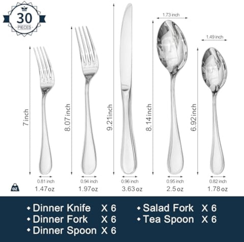 Classic Revival Droplet 18/10 Stainless Steel Flatware Set