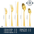 Linea 60 Piece Flatware Set, Service for 12 - WK6611-GL-60P