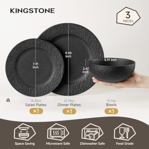 Obsidian Matte Marble Reinforced Porcelain Dnnerware Set