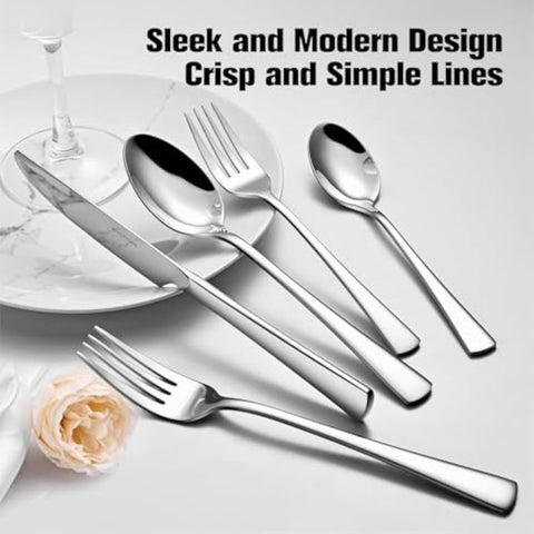 18/10 Stainless Steel Classic 45 Piece Flatware Set, Service for 8 (With Serving Utensils)