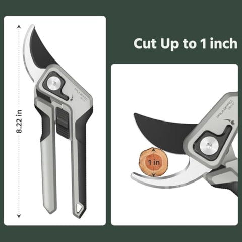PrunePro 8.2" Pruning Shears Ultra Sharp Lightweight Bypass Plant Clippers